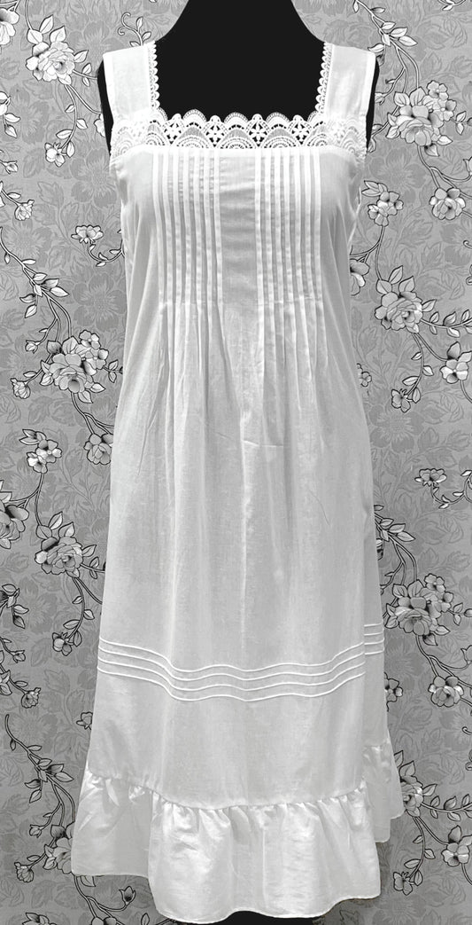 SoieRose Victorian 100% Cotton Sleeveless Nightgown with Lace Bodice – SR-1228