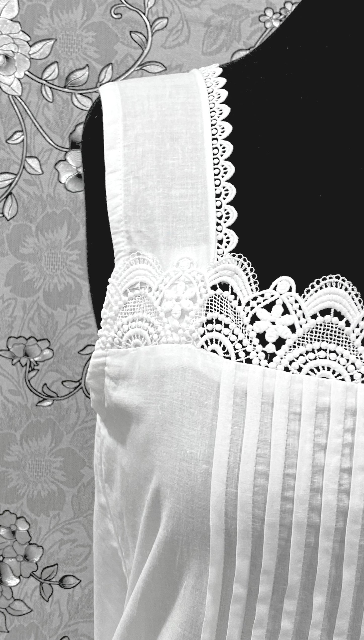 SoieRose Victorian 100% Cotton Sleeveless Nightgown with Lace Bodice – SR-1228