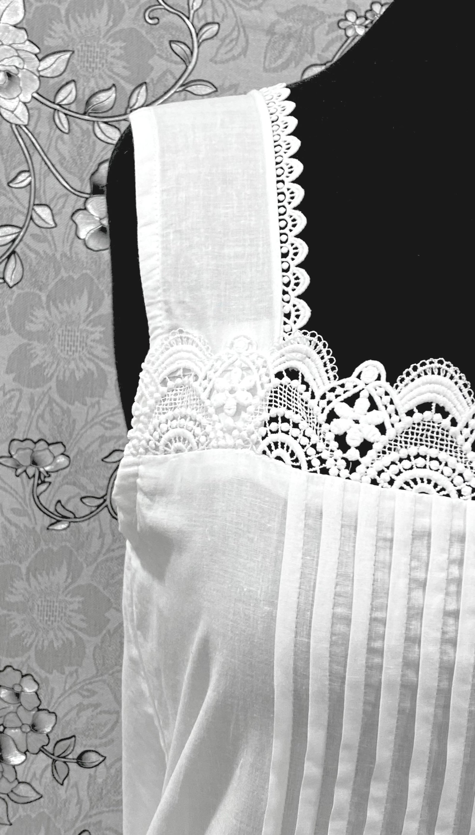 SoieRose Victorian 100% Cotton Sleeveless Nightgown with Lace Bodice – SR-1228