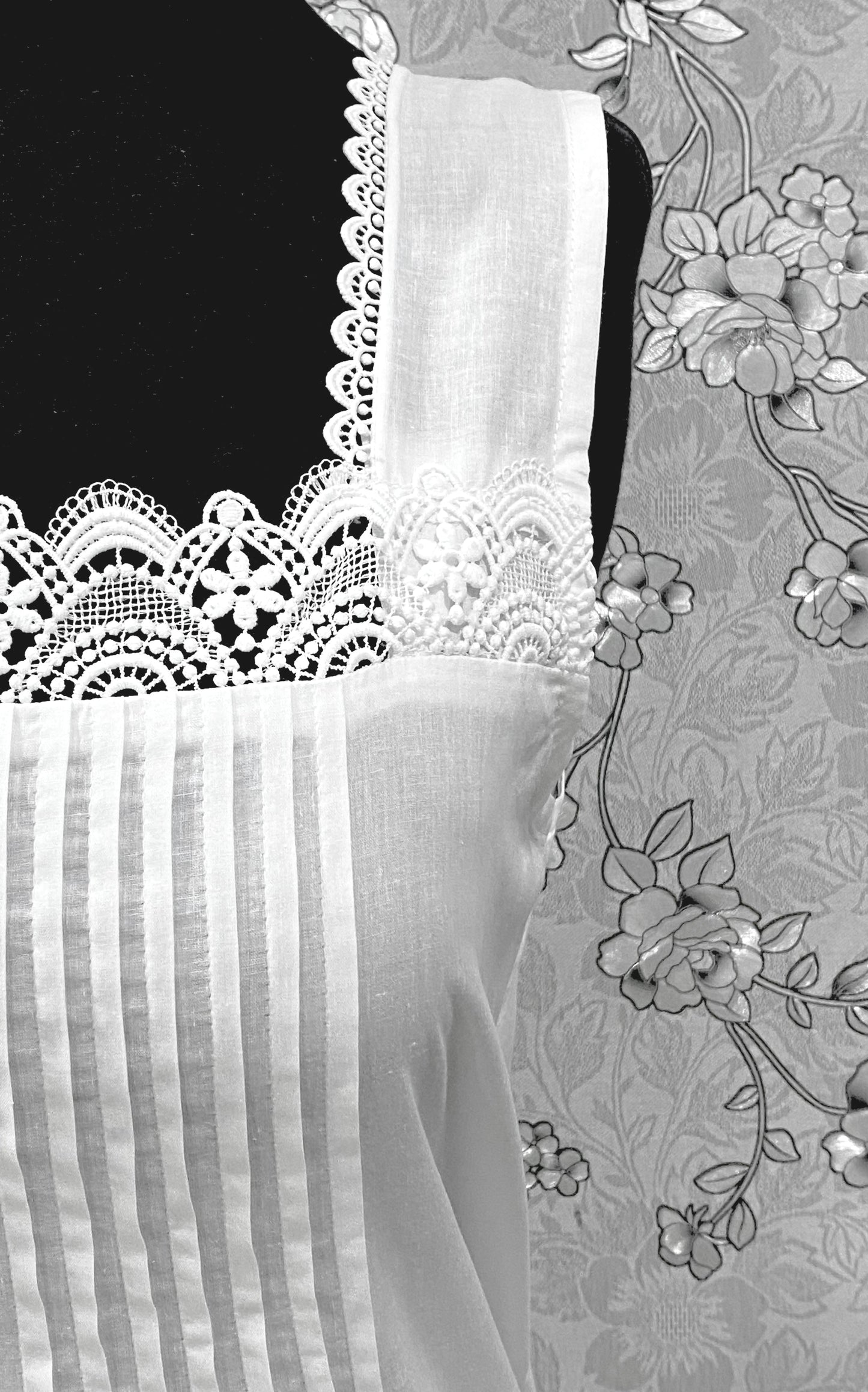 SoieRose Victorian 100% Cotton Sleeveless Nightgown with Lace Bodice – SR-1228