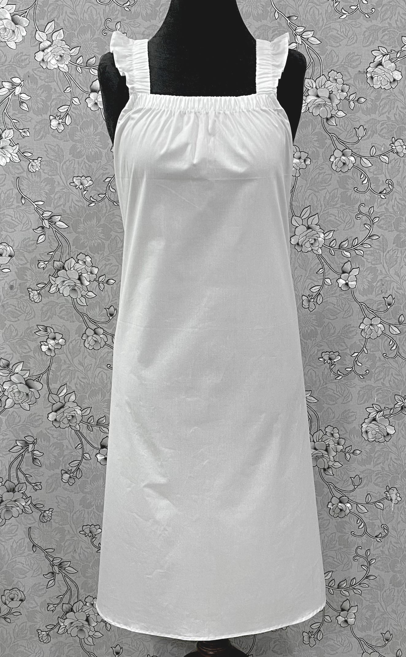 SoieRose Victorian White Cotton Sleeveless Nightgown with Ruffle Straps – SR-1206