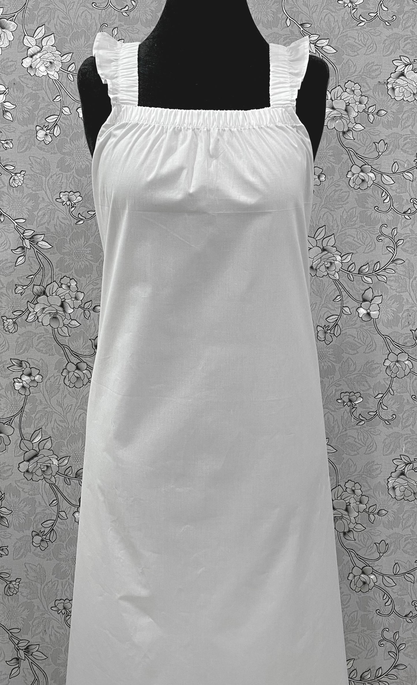 SoieRose Victorian White Cotton Sleeveless Nightgown with Ruffle Straps – SR-1206