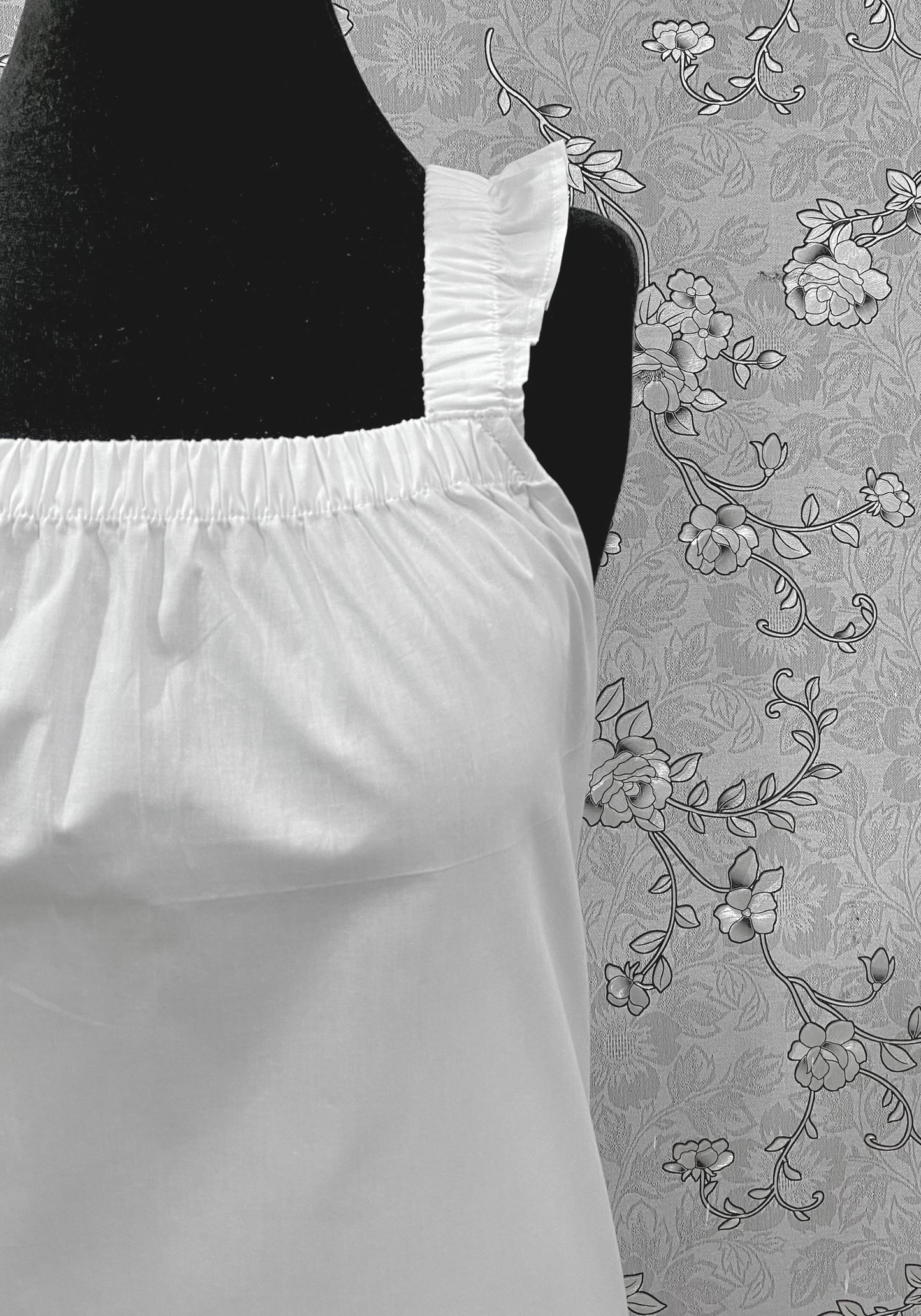 SoieRose Victorian White Cotton Sleeveless Nightgown with Ruffle Straps – SR-1206