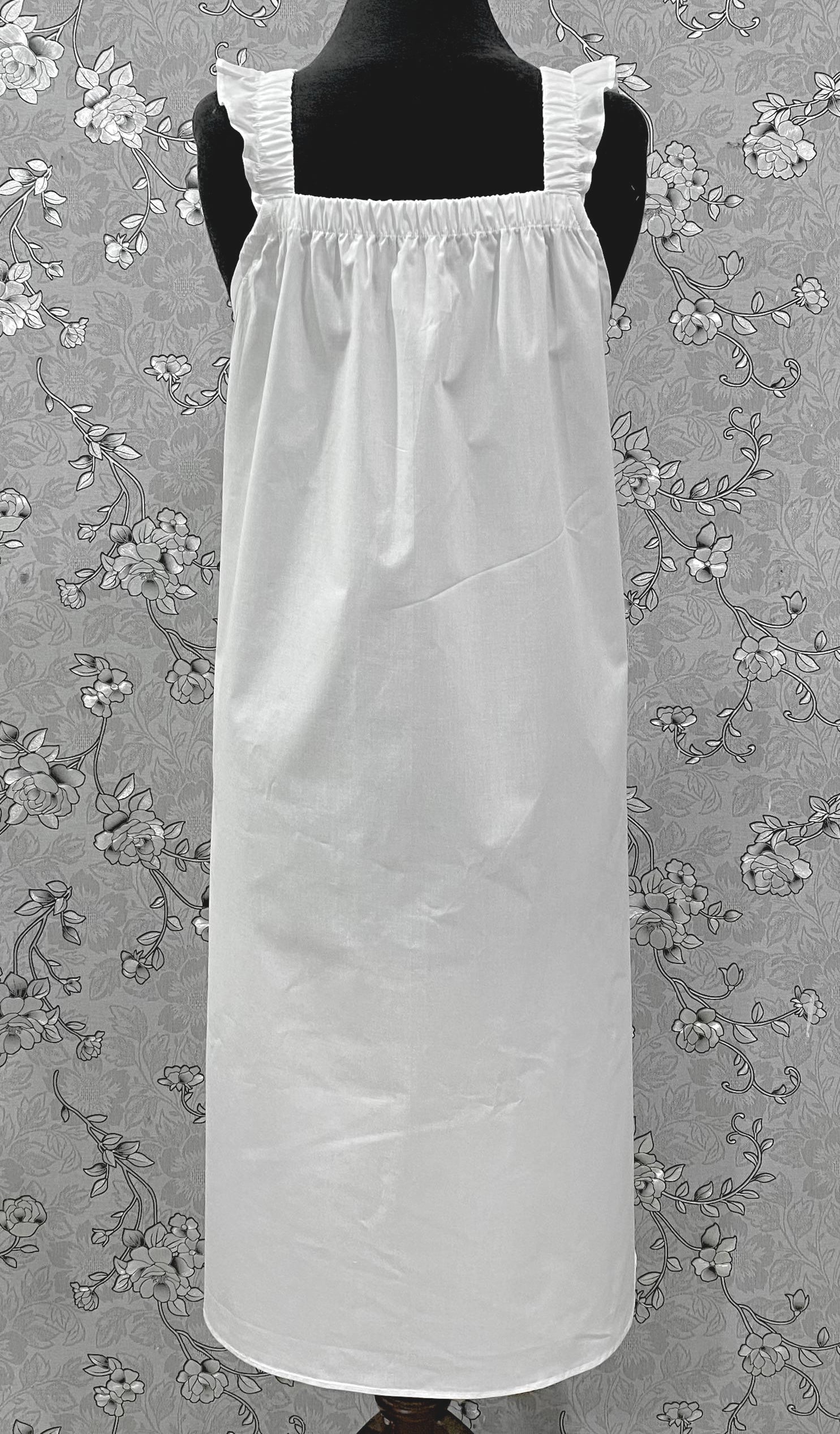 SoieRose Victorian White Cotton Sleeveless Nightgown with Ruffle Straps – SR-1206