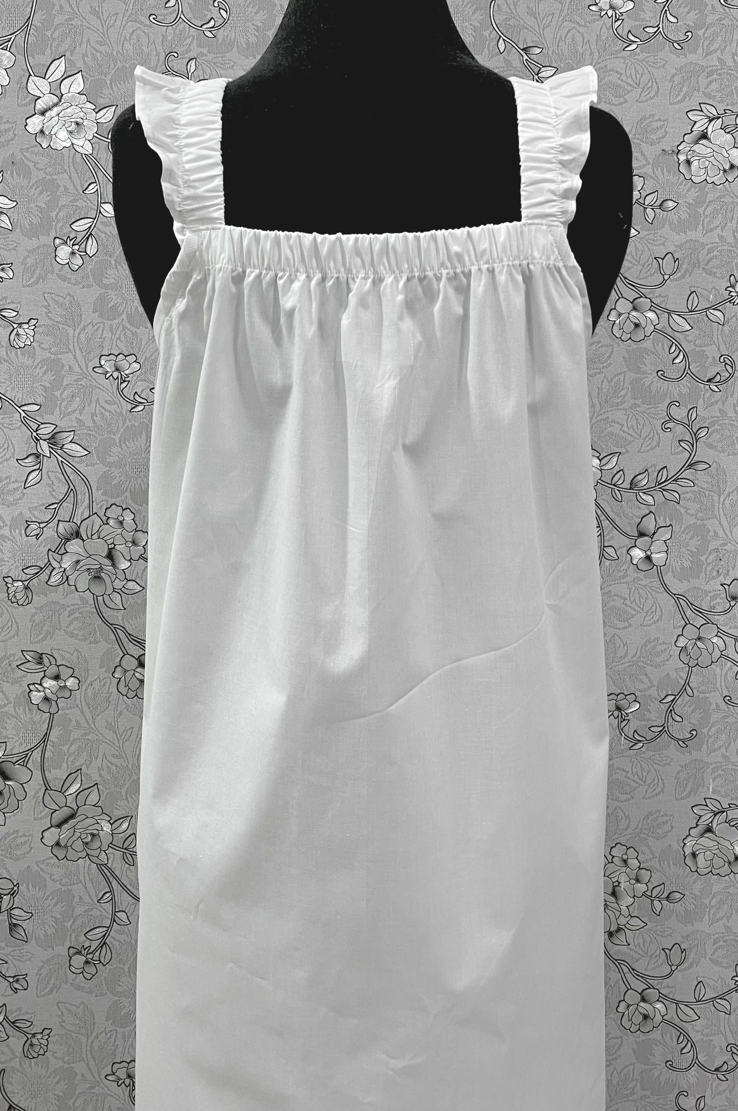 SoieRose Victorian White Cotton Sleeveless Nightgown with Ruffle Straps – SR-1206