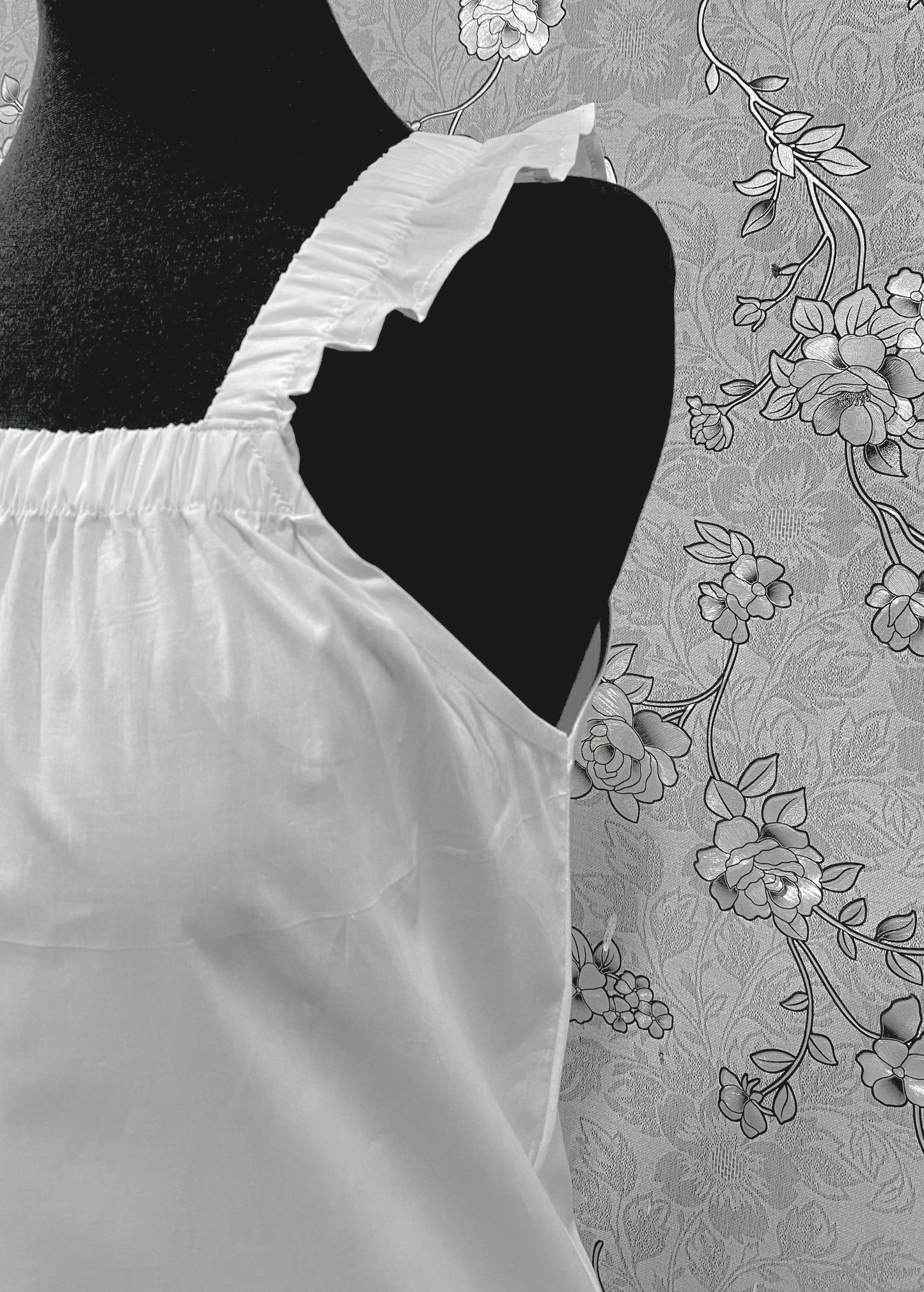 SoieRose Victorian White Cotton Sleeveless Nightgown with Ruffle Straps – SR-1206