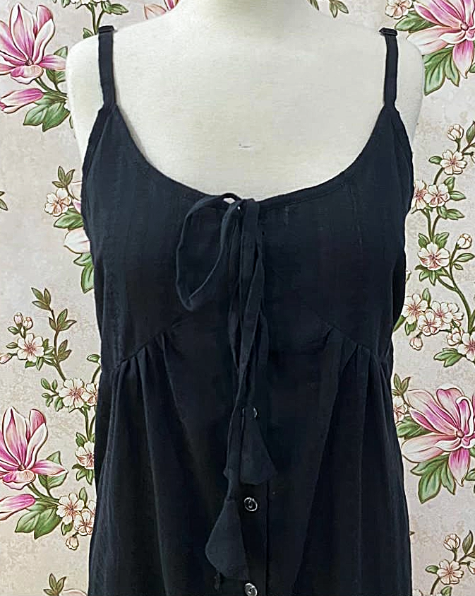 SoieRose Vintage Black Cotton Chemise Victorian Nightgown- SR-1304