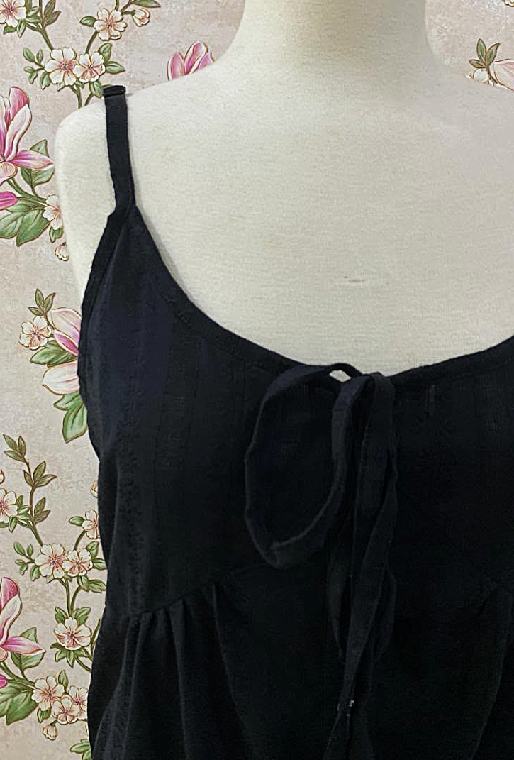 SoieRose Vintage Black Cotton Chemise Victorian Nightgown- SR-1304