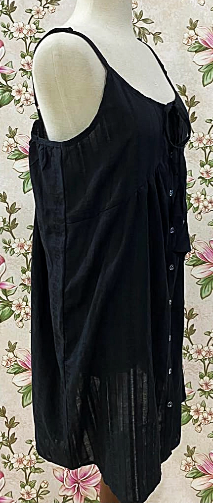 SoieRose Vintage Black Cotton Chemise Victorian Nightgown- SR-1304
