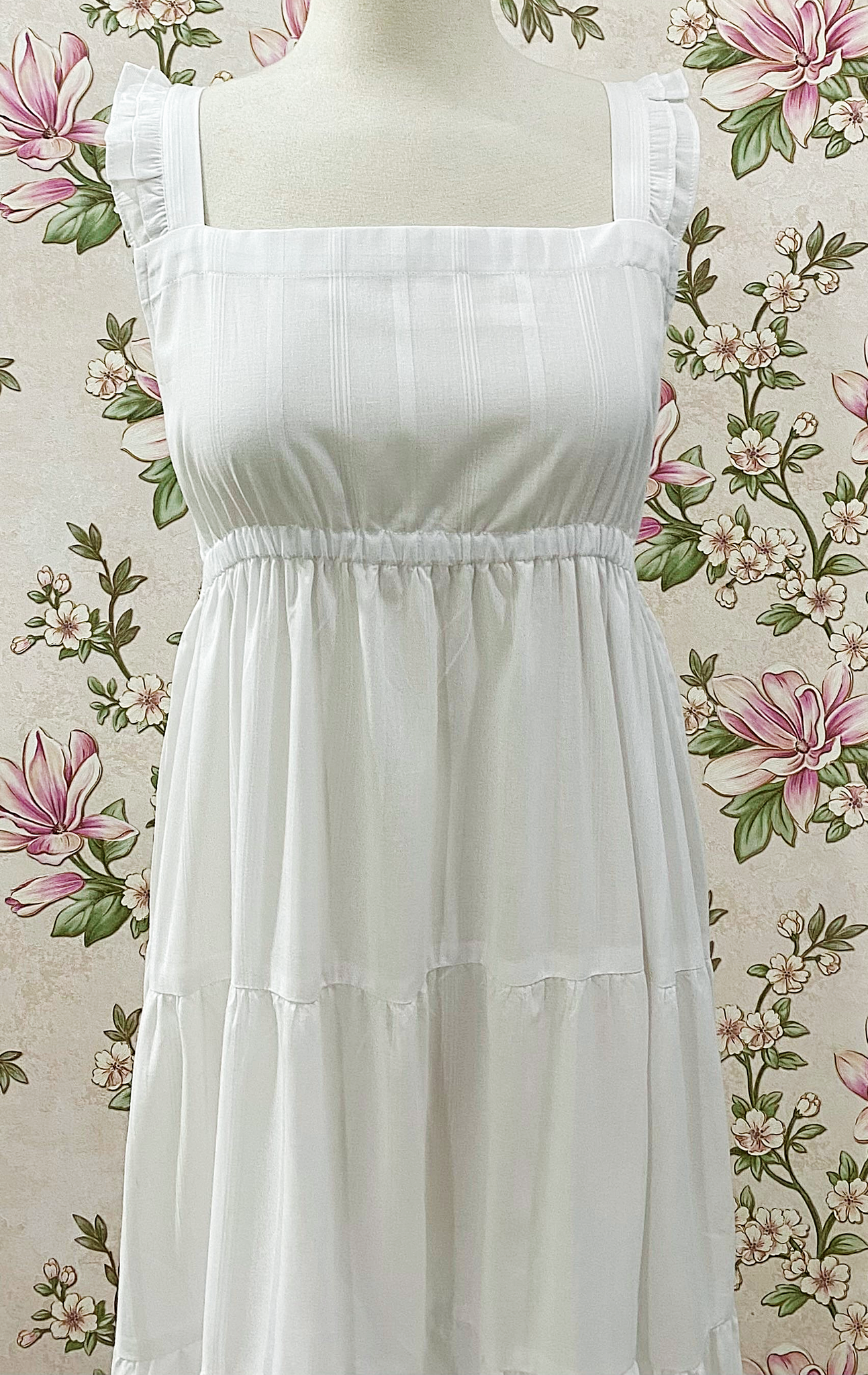 SoieRose White 100% Cotton Prairie Tiered Maxi Dress - SR-1313