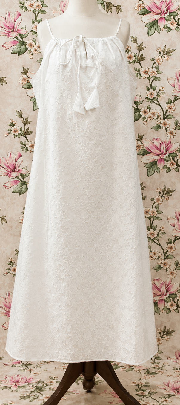 SoieRose White 100% Cotton Victorian Romantic Cottagecore Nightgown - SR-1292