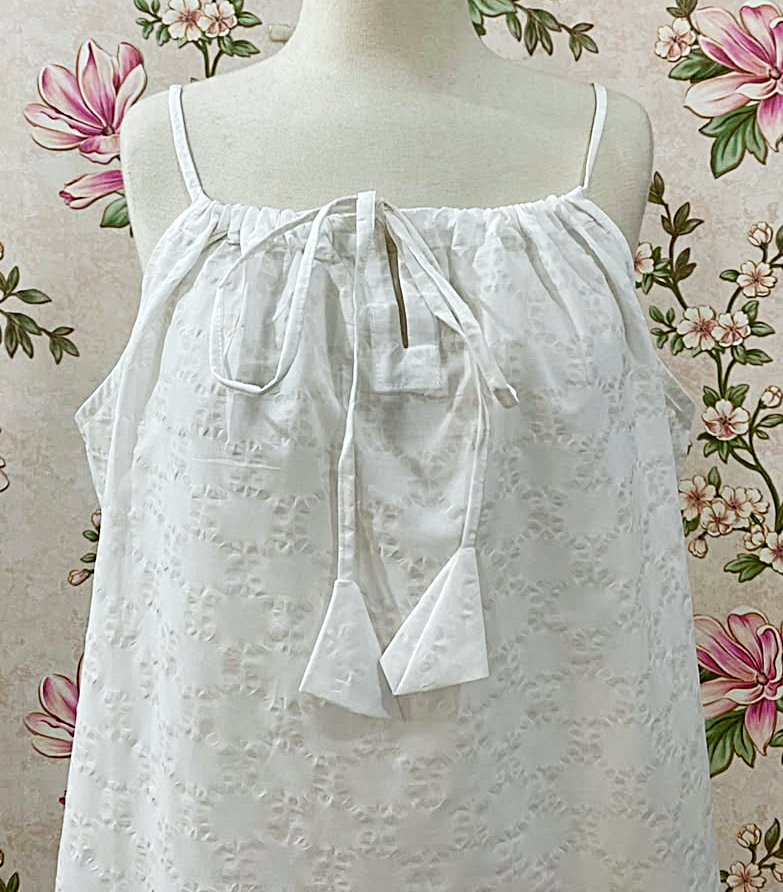 SoieRose White 100% Cotton Victorian Romantic Cottagecore Nightgown - SR-1292
