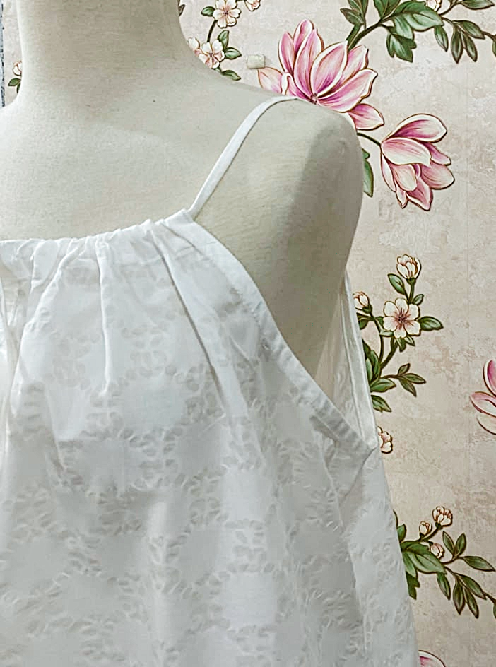SoieRose White 100% Cotton Victorian Romantic Cottagecore Nightgown - SR-1292