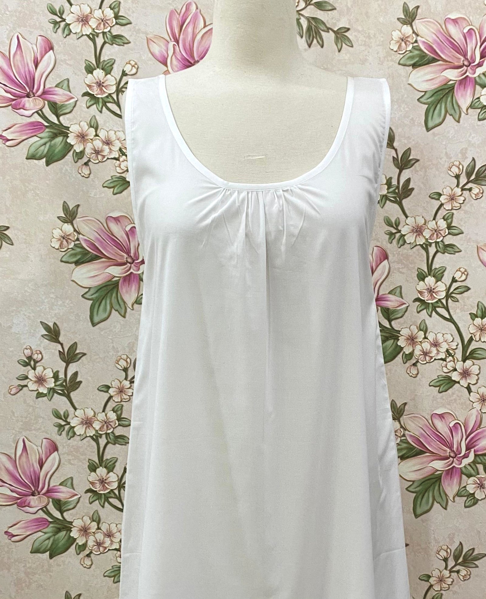 SoieRose White Cotton Matching Slip Nightgown | Victorian Underdress | Modesty Lining Slip | Ruffle Hem Cotton Chemise | Layering Slip Dress