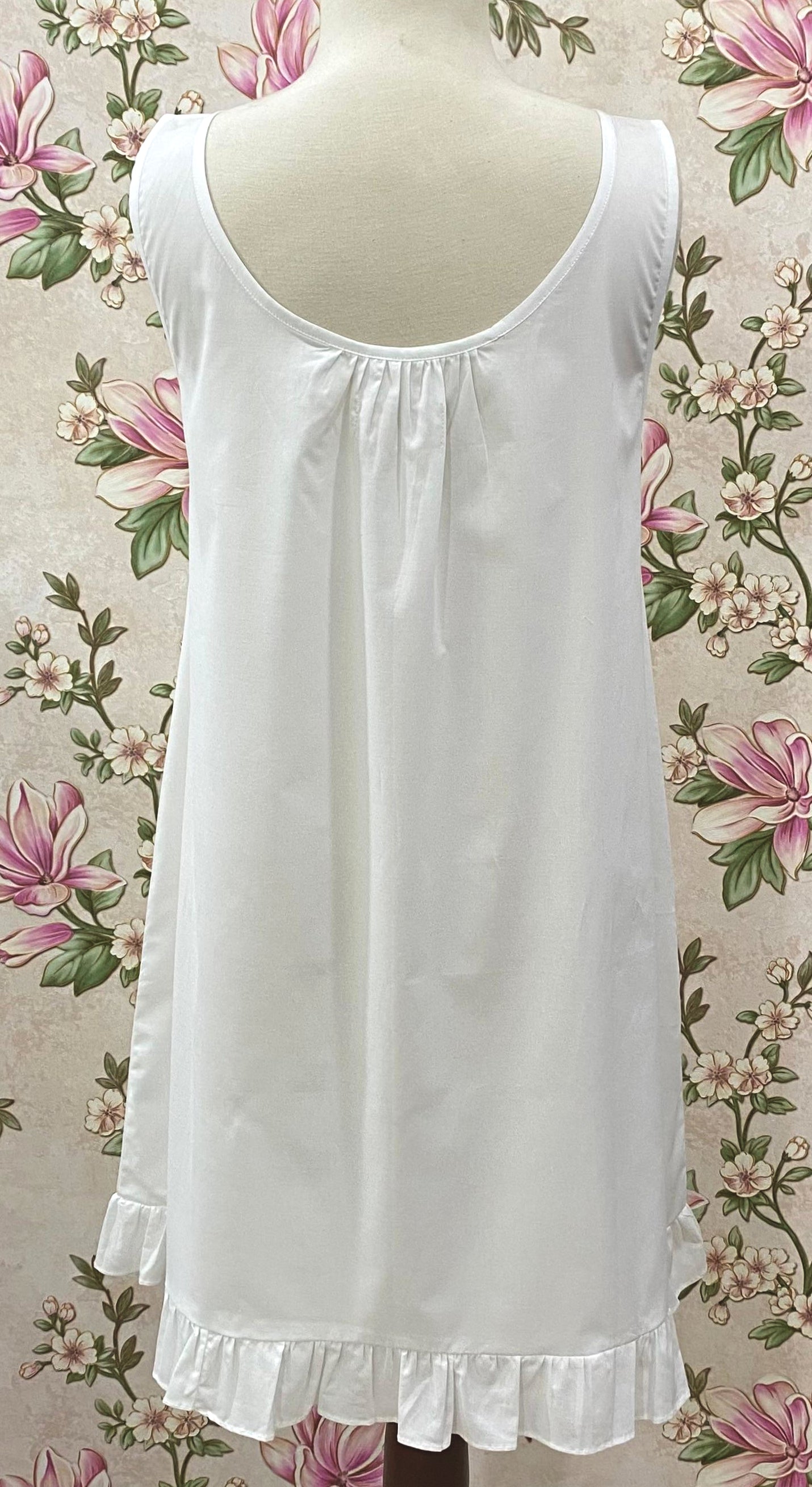 SoieRose White Cotton Matching Slip Nightgown | Victorian Underdress | Modesty Lining Slip | Ruffle Hem Cotton Chemise | Layering Slip Dress