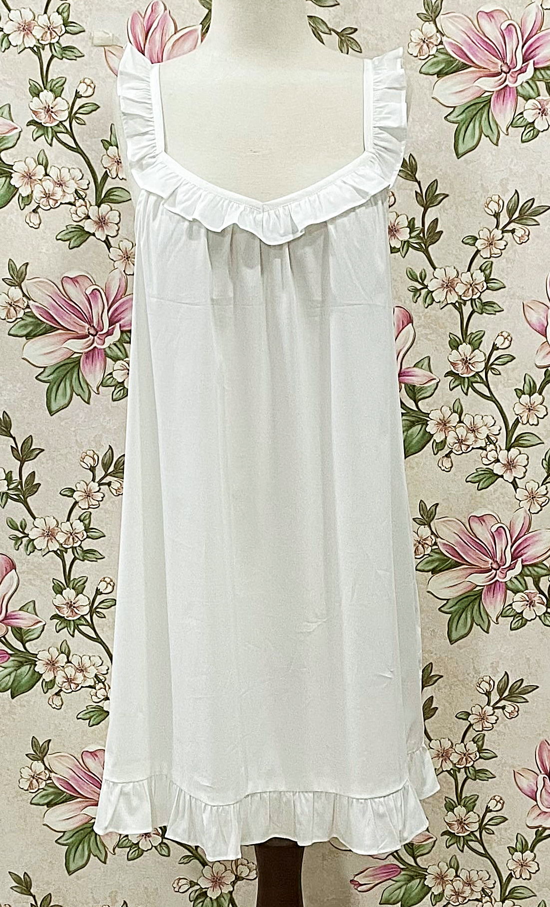 SoieRose White Cotton Victorian Nightgown Ruffle Chemise SR-1285
