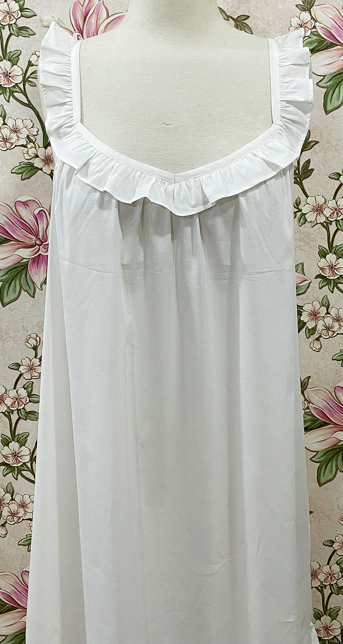 SoieRose White Cotton Victorian Nightgown Ruffle Chemise SR-1285