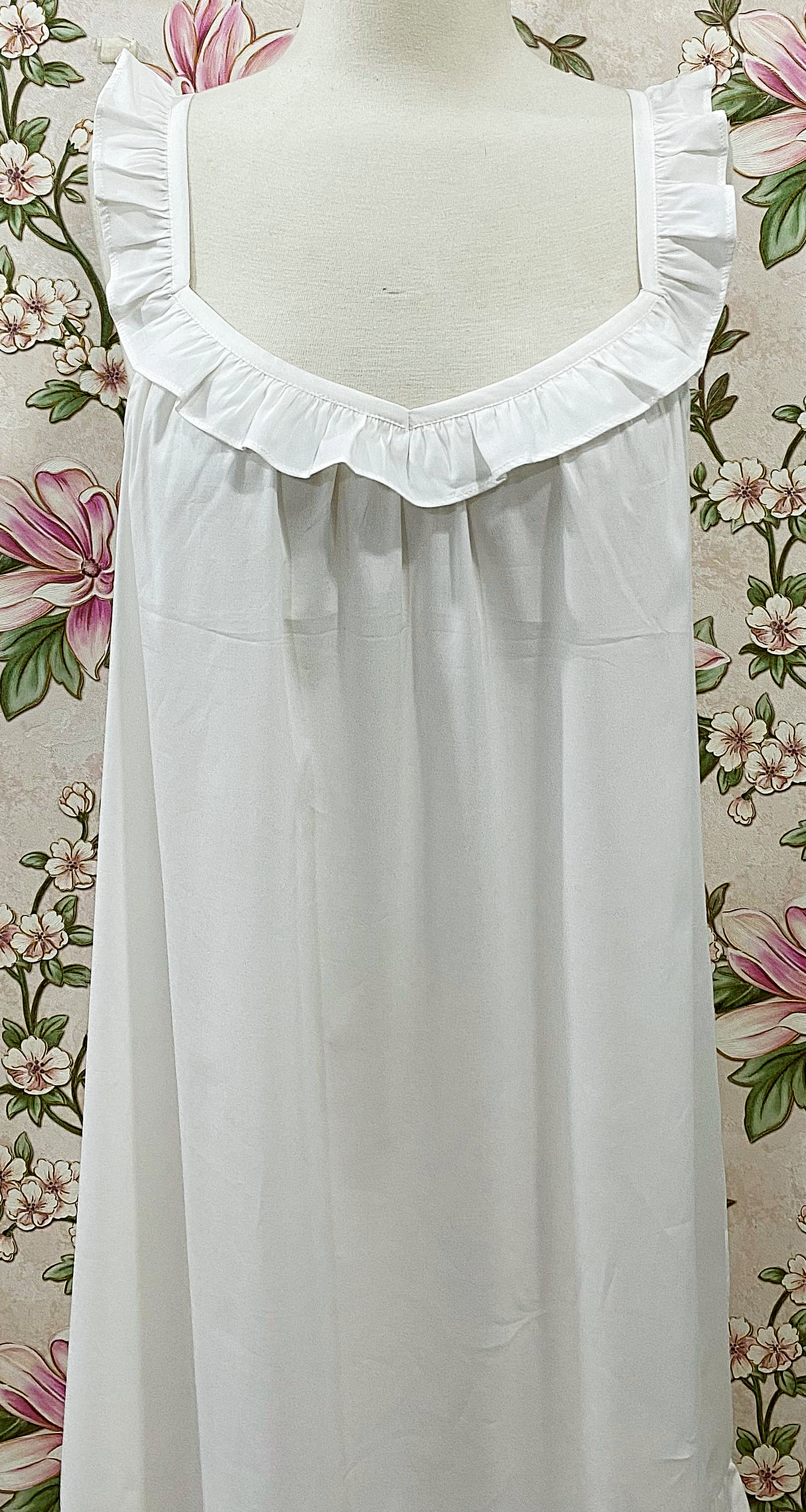 SoieRose White Cotton Victorian Nightgown Ruffle Chemise SR-1285