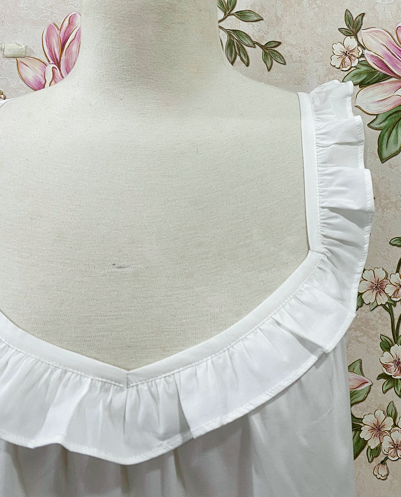 SoieRose White Cotton Victorian Nightgown Ruffle Chemise SR-1285