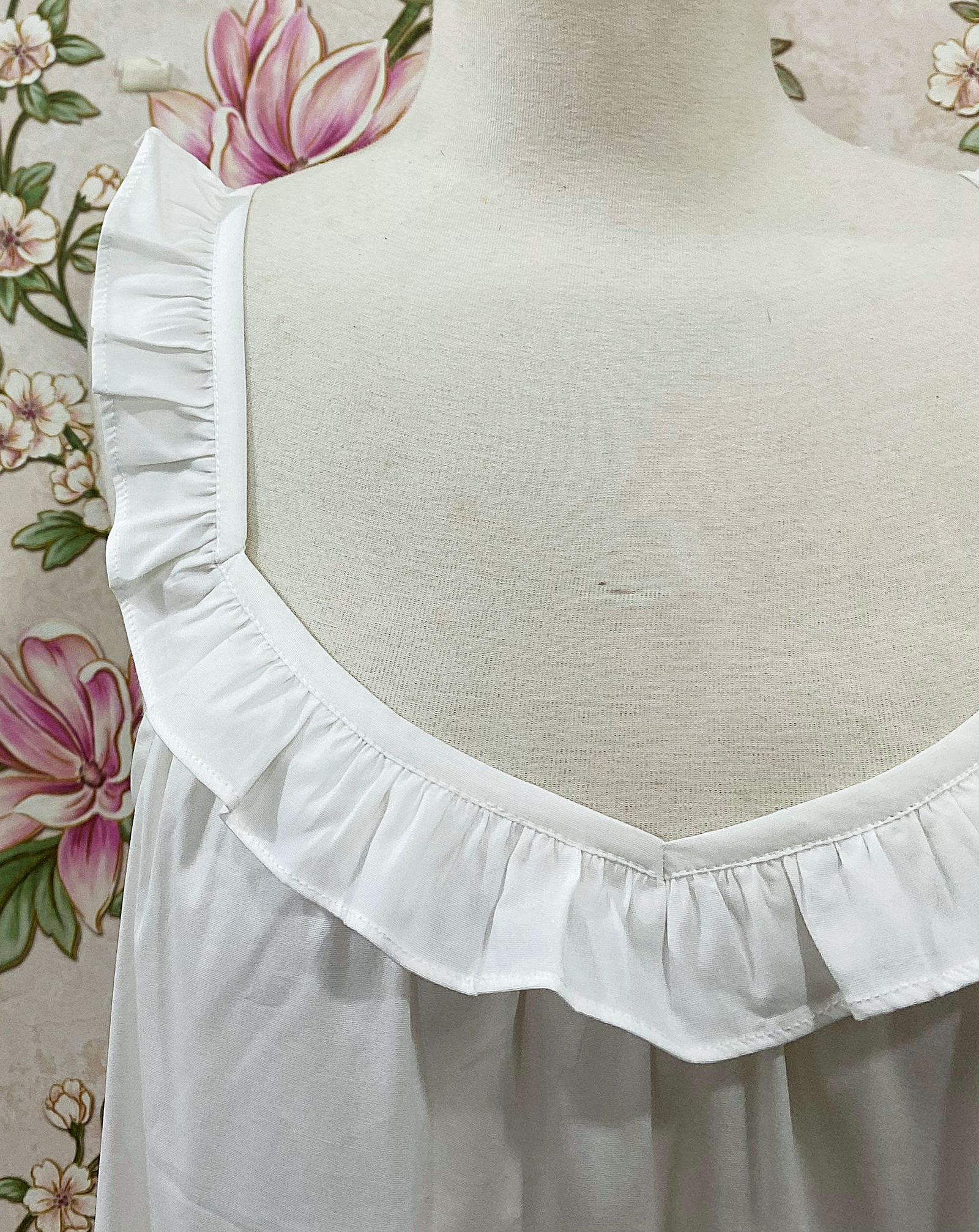 SoieRose White Cotton Victorian Nightgown Ruffle Chemise SR-1285