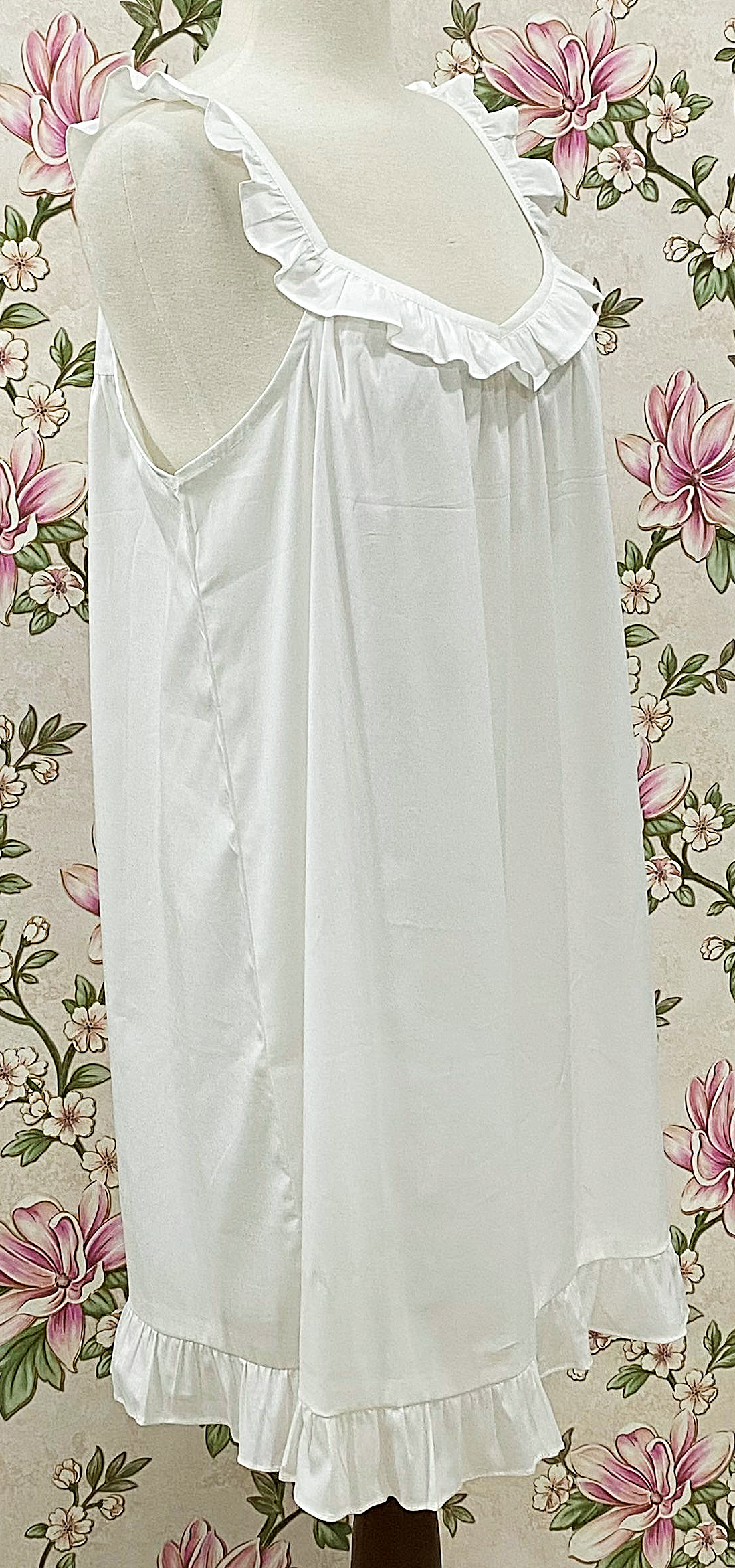 SoieRose White Cotton Victorian Nightgown Ruffle Chemise SR-1285