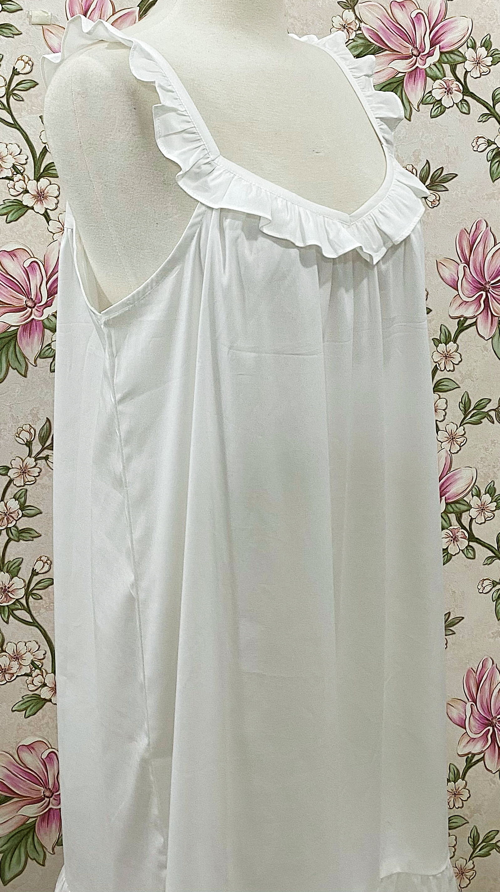SoieRose White Cotton Victorian Nightgown Ruffle Chemise SR-1285