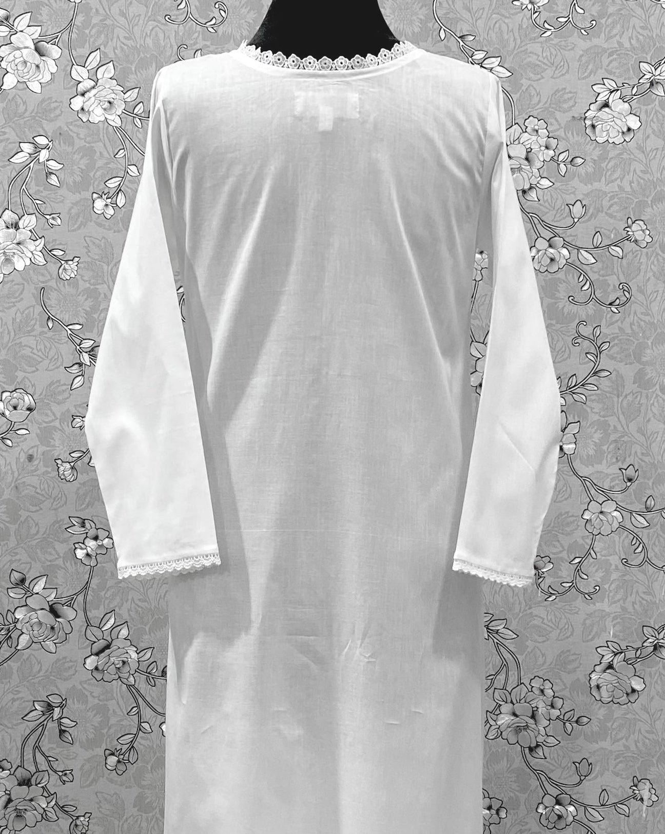 SoieRose 100% Cotton Victorian Nightgown with Button Front & Lace Trim – SR-1232
