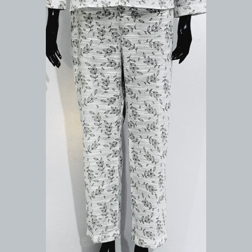SoieRose White Floral Pajama Set - 100% Cotton - SR1075
