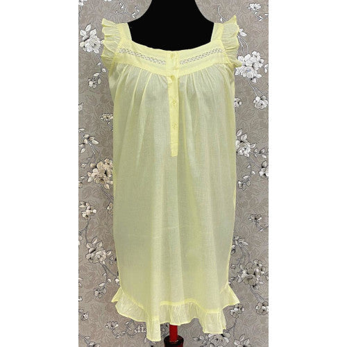 SoieRose Women's Light Yellow Victorian Nightgown – 100% Cotton - SR1116