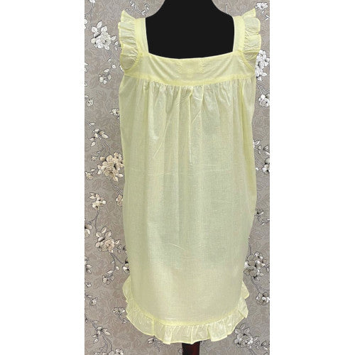 SoieRose Women's Light Yellow Victorian Nightgown – 100% Cotton - SR1116