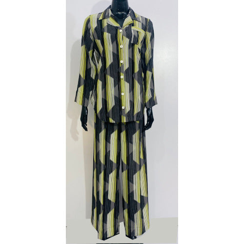 SoieRose Women's Pajama Set – Linen Black Yellow Print  - SR1063