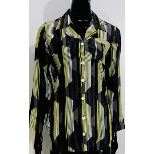 SoieRose Women's Pajama Set – Linen Black Yellow Print  - SR1063
