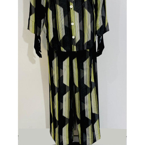 SoieRose Women's Pajama Set – Linen Black Yellow Print  - SR1063