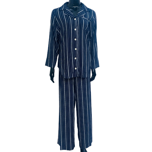 SoieRose Women's Pajama Set – Linen in Navy White - SR1061