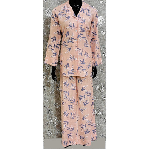 SoieRose Women’s Pajama Set – Linen in Pink and Blue Floral Print - SR1060