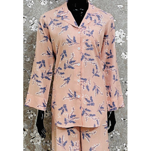 SoieRose Women’s Pajama Set – Linen in Pink and Blue Floral Print - SR1060