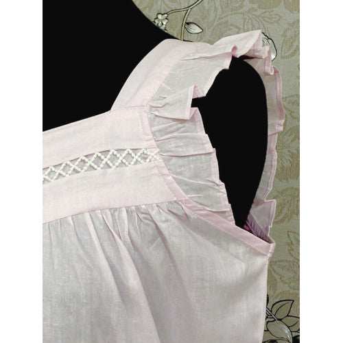 SoieRose Women's Pale Pink Victorian Nightgown – 100% Cotton - SR1115