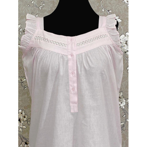 SoieRose Women's Pale Pink Victorian Nightgown – 100% Cotton - SR1115