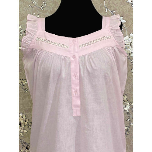 SoieRose Women's Pink Victorian Nightgown – 100% Cotton - SR1113