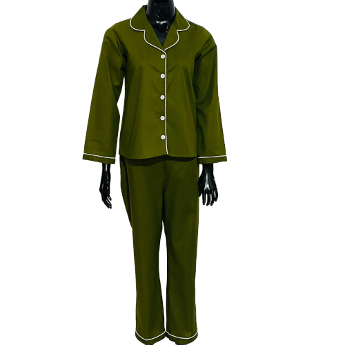 SoieRose Women's Victorian Pajama Set – Moss – 100% Cotton - SR1056