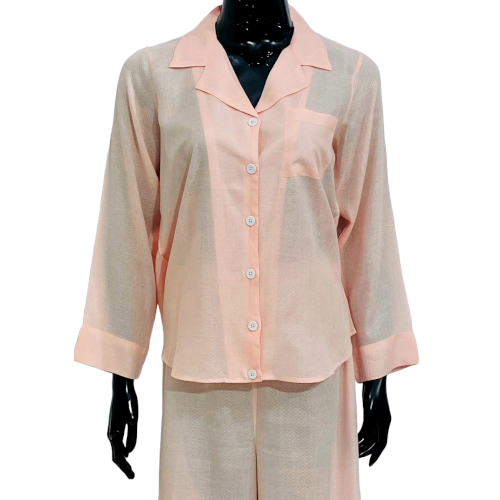 SoieRose Women’s Pajama Set – Bermuda Pink Print Linen - SR 1074