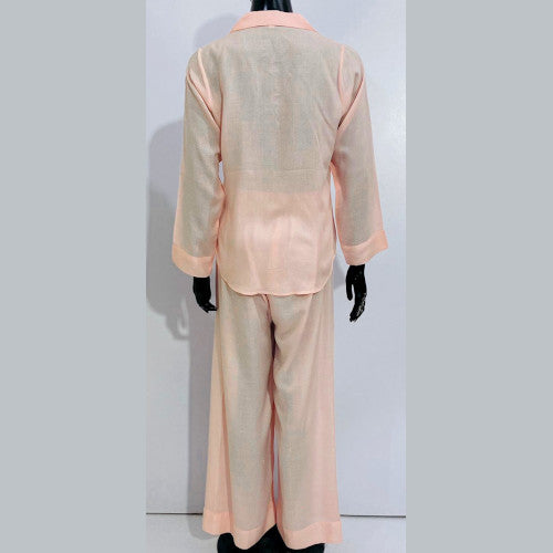 SoieRose Women’s Pajama Set – Bermuda Pink Print Linen - SR 1074
