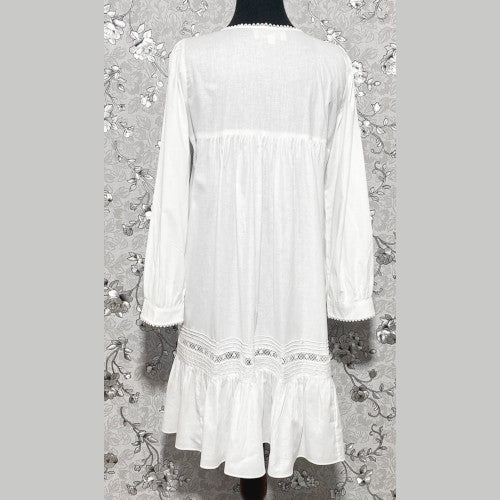 SoieRose 100% White Cotton  Long Sleeves Victorian Nightgown - SR-1022