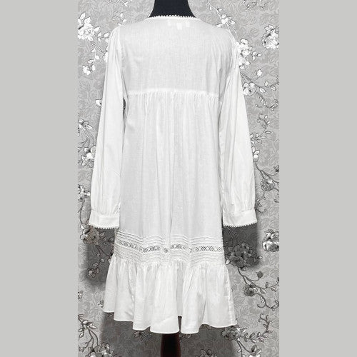 SoieRose 100% White Cotton  Long Sleeves Victorian Nightgown - SR-1022