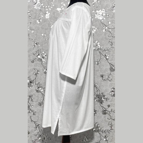 SoieRose 100% White Cotton Long Sleeves Victorian Nightgown with Embroidery - SR-1023