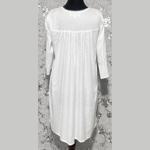 SoieRose 100% White Cotton Long Sleeves Victorian Nightgown with Embroidery - SR-1023