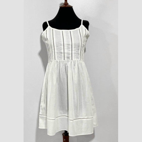 SoieRose 100% White Cotton Spaghetti Strap Victorian Nightgown- SR-1011