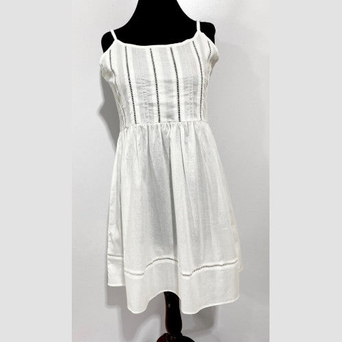 SoieRose 100% White Cotton Spaghetti Strap Victorian Nightgown- SR-1011