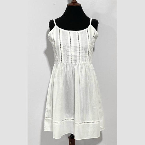 SoieRose 100% White Cotton Spaghetti Strap Victorian Nightgown- SR-1011