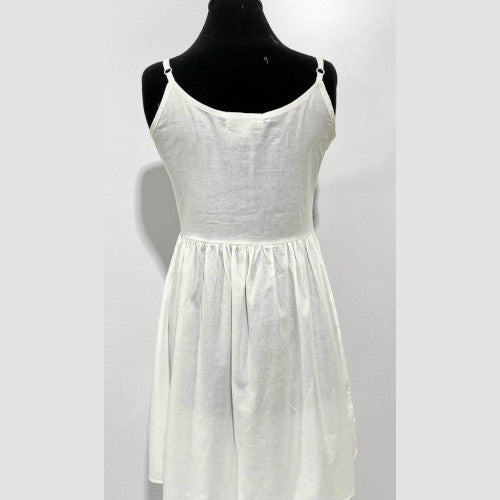 SoieRose 100% White Cotton Spaghetti Strap Victorian Nightgown- SR-1011